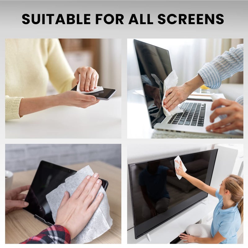 EVEO Electronic Wipes Screen Cleaner Streak-Free [2 Pack x40] Computer Screen Wipes, TV Screen Cleaner Wipes, Monitor Wipes for Smart TV, Laptop, iPhone, ipad and more - [Microfiber Cloth + 80 Wipes] - Image 3